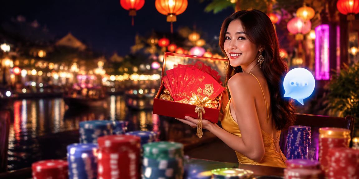 Phong bì đỏ mừng thưởng bên tách cà phê Hội An – ưu đãi Tết trực tuyến