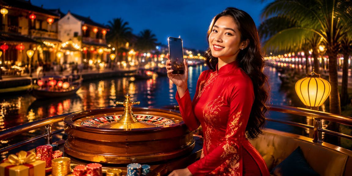 Bàn roulette sang trọng tại Hội An với không gian áo dài truyền thống Việt Nam