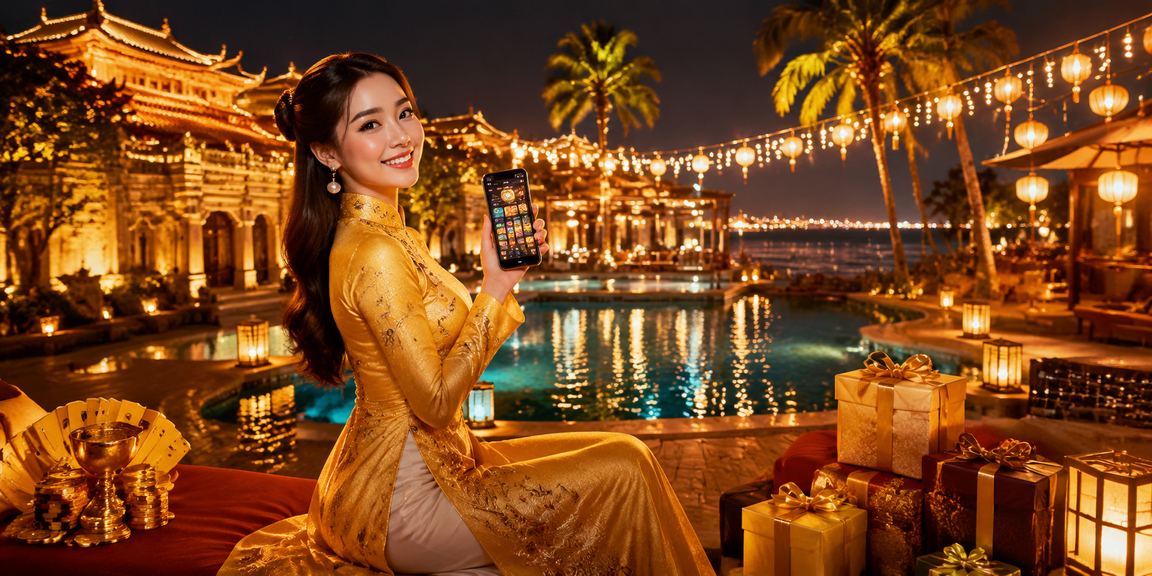 Người dùng Huế mặc áo dài sử dụng app casino trực tuyến trên điện thoại