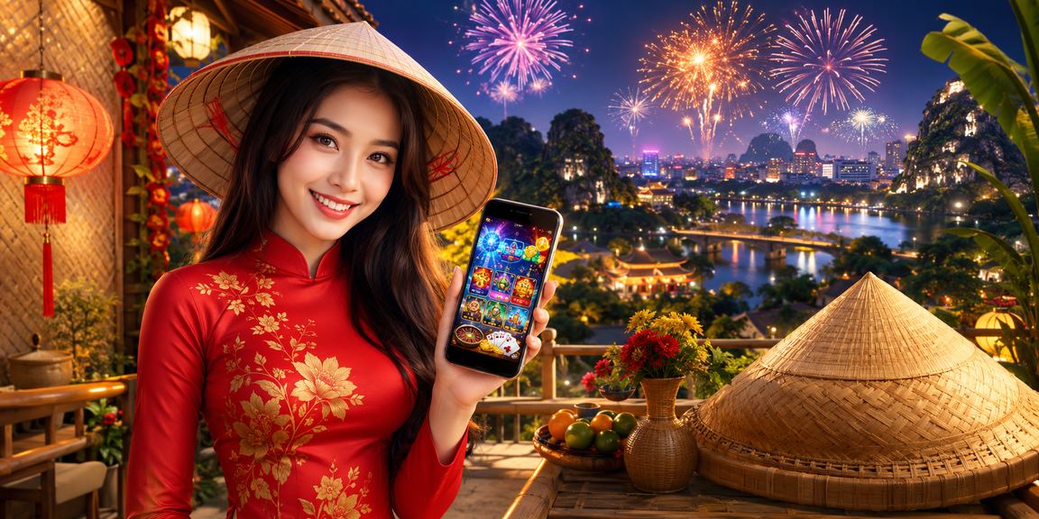 Người dùng Ninh Bình đội nón lá chơi casino trên điện thoại di động